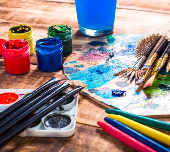 Photograph of art materials used in art therapy